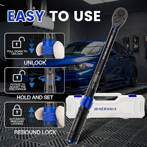 1/2 Inch Drive Click Torque Wrench, 10–180 Ft.Lb/13.6–244.0 Nm ±3% Accuracy, 72-Tooth Dual-Direction Ratchet, Adjustable Newton Meter Torque Wrenches for Motorcycle,Car & Bicycle Repair 1/2" DR.『10-180 FT.LB』