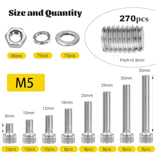 560PCS M6 Hex Socket Button Head Bolt Assortment Kit & 490Pcs M4 Hex Socket Head Bolts Assortment Kit with Nuts, Washers