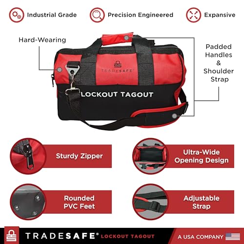 TRADESAFE Lockout Tagout Bag - XL Loto Bag, Heavy Duty Tool Bag Organizer Extra Large