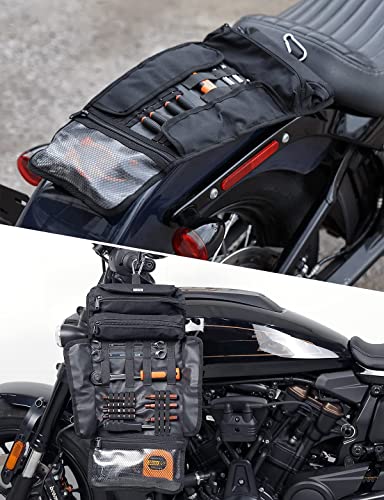 KEMIMOTO Universal Motorcycle Tool Bag + Handlebar Tool Bag with Detachable Phone Bag fits Most Motorcycle