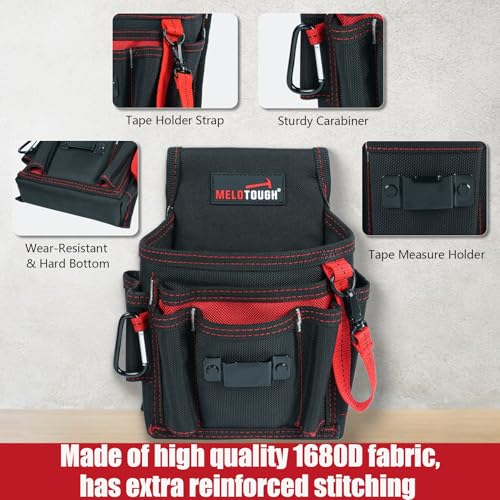 MELOTOUGH Tool Belt Suspenders Construction Bag Suspenders Padded Work belt Suspenders + Electrician Tool Pouch with Belt Clip, 2 Inch Heavy Duty Work Belt Set for Men