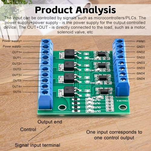 4pcs Mosfet PCB PWM 4 Channel PLC Amplifier Mosfet Module, PLC Amplifier PCB Driver Module PCB Module Driver 3-20V to 3.7-27VDC, PWM Mosfe t Modu l for Multi-Channel Motor