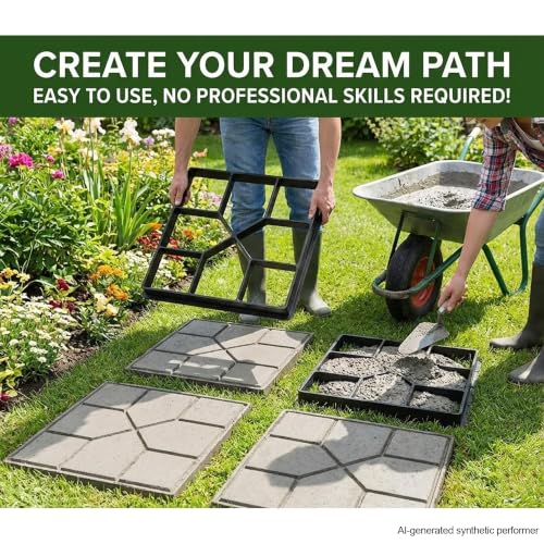 Concrete Paver Molds 2 Pack 15.7 Inch, Reusable Stepping Stone Molds