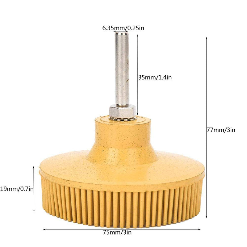 Bristle Brush Disc 3 Inch Rubber Abrasive Brush Polishing Grinding Disc for Burr Rust Removal(Yellow) Yellow