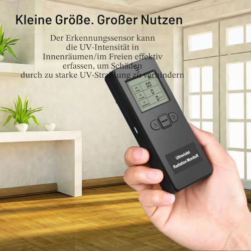 Radiation Detector, Radiation Meter UV Radiation Tester LCD Portable Digital UV UVI Tester with Temperature Display