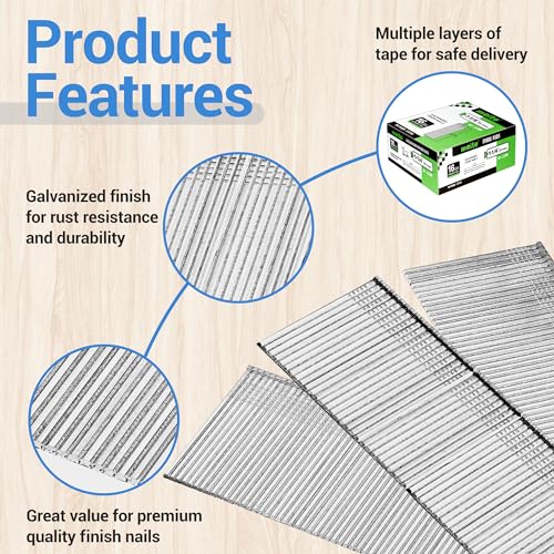 meite NP45 Pneumatic Nail Remover with 1-1/4 Inch 16 Gauge Finish Nails, Professional Heavy Duty Air Punch Nailer Denailer Gun and Galvanized Small Straight Finishing Nails, 2,500PCS