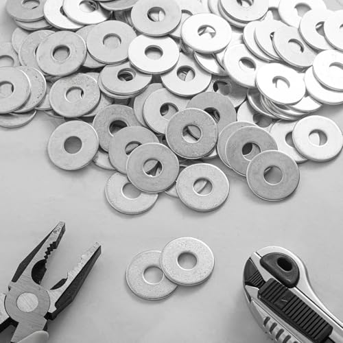 Yaocom 200 Pcs 1/4" x 1-1/4" Fender Washers Silver Zinc Plated 0.04'' Thick 1/4" X 1-1/4"