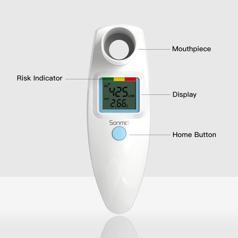 Peak Flow Meter for Adults Children Digital Spirometer for Asthma COPD PEF FEV1 Monitor