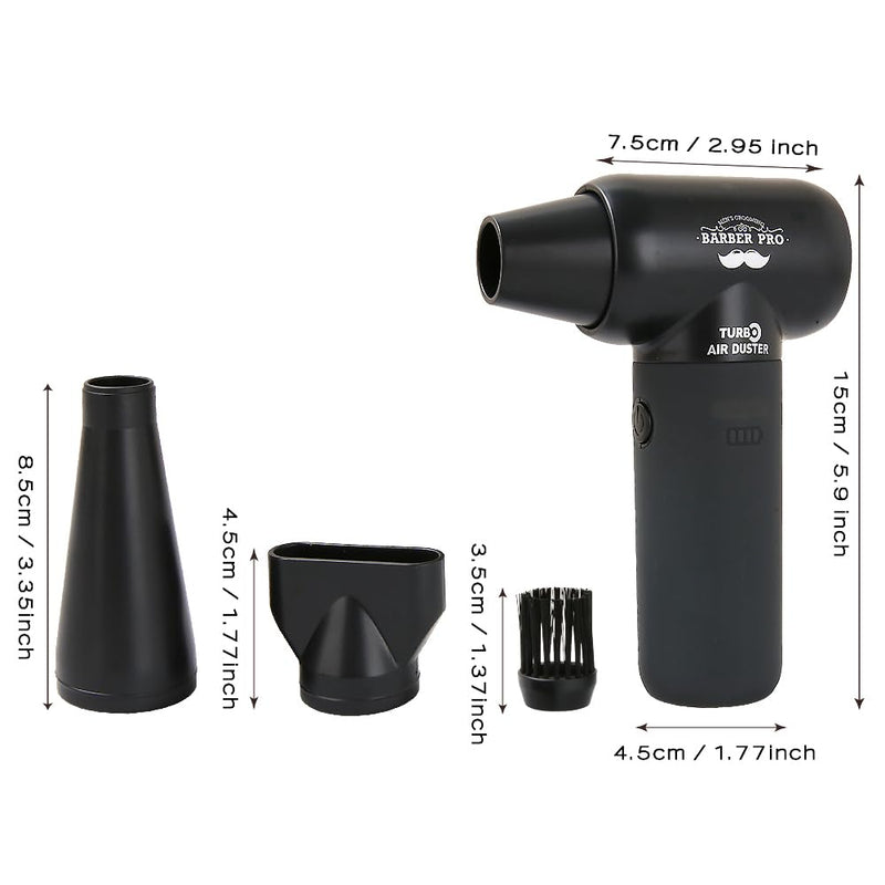 Compressed Air Duster - Electric Duster for Hair Barber, 3 Gear Mini Portable Jet Dry Air Blower, Cordless Vacuum Cleaner, for PC, Office,Salon, Fan, Laptop, Keyboard, Car -Black