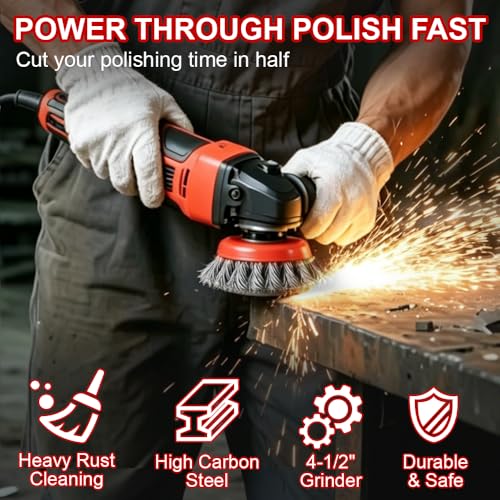 7-Pack Wire Wheel Brush for 4-1/2" Angle Grinder, Knotted & Crimped 7