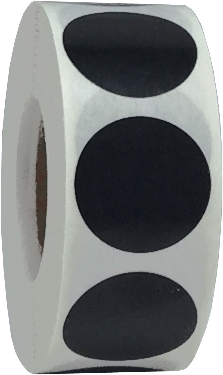 Black Removable Color Coding Labels for Organizing Inventory 0.75 Inch Round Circle Dots 500 Total Adhesive Stickers On A Roll