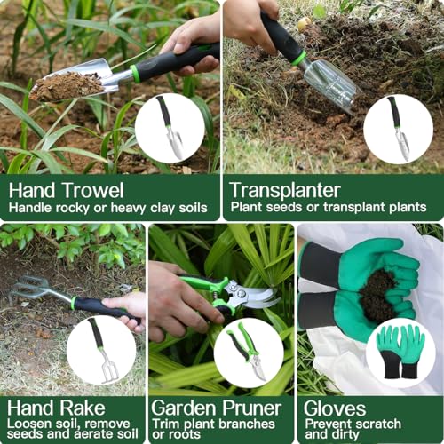 Housolution Gardening Tote Bag with 8PCS Garden Tools Set