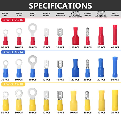 Qibaok Wire Terminals Crimping Tool Kit with 800 PCS Wire Connectors