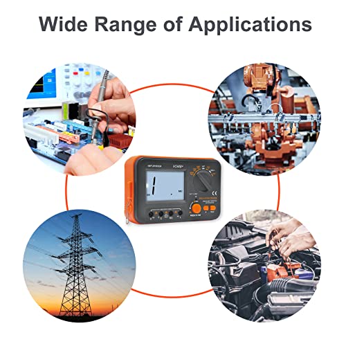 Digital Insulation Resistance Tester, Megohmmeter Ohm Meter YF-VC60B+, Voltage Tester 250/500/1000V, Megohm Meter with Backlight LCD Display, Data Hold YF-T6-VC60B