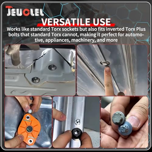 19PCS External Torx Plus Socket Set, 1/2” 3/8” 1/4'' Dr. EP Sockets 19-Piece Set