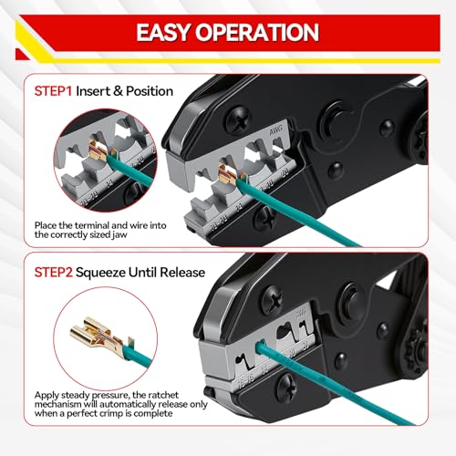 Ratcheting Wire Crimping Tool Set with 6 Jaws