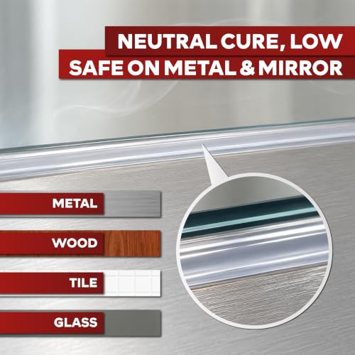 XFasten Clear Silicone Caulk Neutral Cure 10.1 oz (4-Pack) 100% Waterproof Silicone Sealant, Crack and Shrink Resistant, Low Odor, Strong Adhesion Caulking for Kitchen Bath Window Shower Outdoor Use 4-Pack (40.4oz)