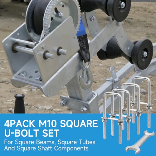 4 Sets M10 Square U-Bolts 2 inch Wide,2-1/16 Wx 6-1/2"L M10x2-1/16 Wx 6-1/2"L