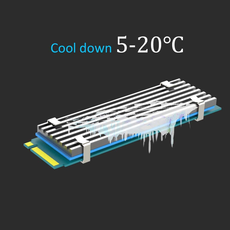 GLOTRENDS M.2 cooler heatsink with M.2 thermal pad for 2280 M.2 PCIe NVMe SSD or M.2 SATA SSD, PC and PS5 installation 22x70x3mm
