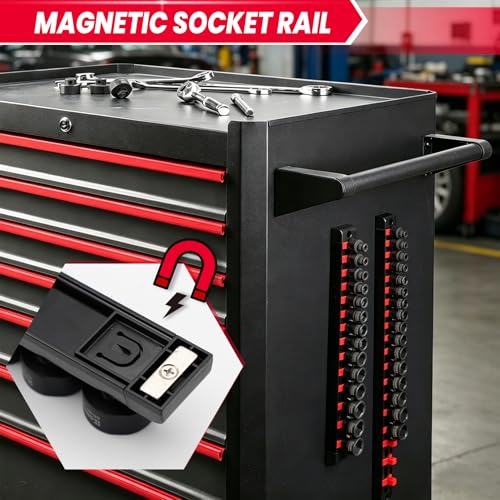 3/8" Drive Low Profile Socket Set, 19-Piece Metric Stubby Impact Socket Set, 6-24mm Nano Sockets Organized in Magnetic Storage Rail 3/8" Metric-19 Pieces