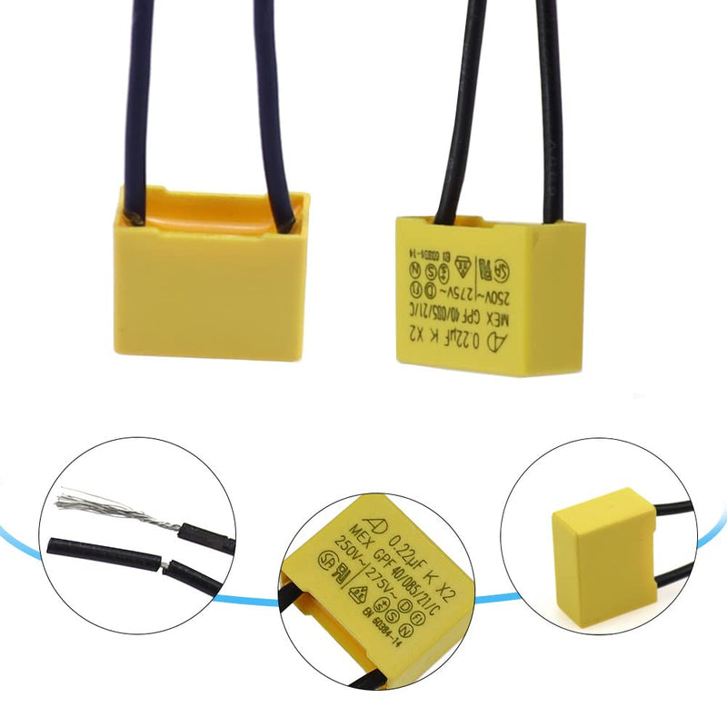BouGPeng Pack of 2 interference suppression capacitors 0.22µF 275V