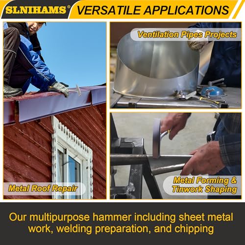 SLNIHAMS Tinner's Hammer, 18oz Sheet Metal Hammer Tools, Hvac Tool Tinners Hammer with Forged Steel Construction and Shock Reduction Grip, Sheet Metal Hammers, Welding and Chipping Hammer