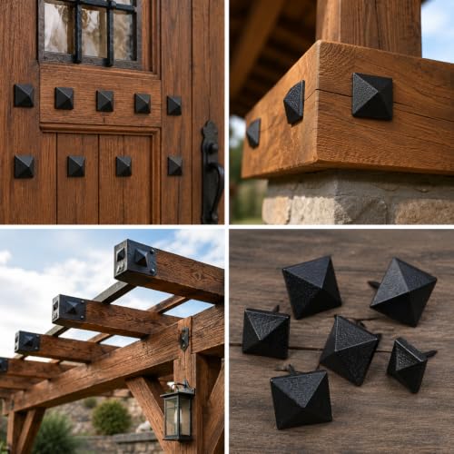(10) 1.5" Pyramid Head Clavos Black Iron – Authentic Door Gate Furniture Rustic Door Stud Antique Nail-Hand Forged