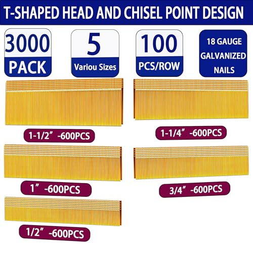 HW HAMWOO 18 Gauge 1/4" Narrow Crown Staples:3000pcs Assembly--3000pcs