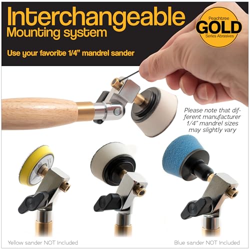 Bowl Sander for Woodturning 69-Piece Set (80/120/150/220 grits) with 400 Grit Keystone Flex Edge 2" Gold Sanding Discs