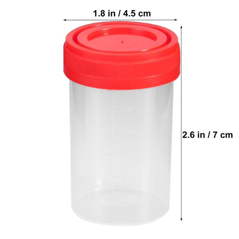 POPETPOP Sample containers 20 pieces sample cups with lids 60 ml urine container urine sample collection cup test cup without laboratory (random color) urine cup with screw lid medium as shown