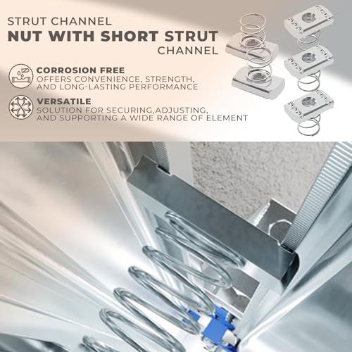 3/8”-16 Strut Channel Nuts - Spring Channel Nut，Zinc Plated (Pack of 50) Spring：3/8”-16 （50 pack）