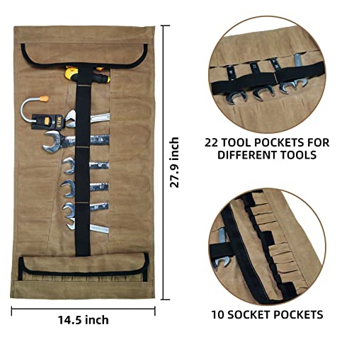 MELOTOUGH Bucket Idea Bucket Tool Organizer + Heavy Duty Tradesman Pro Tool Pouch with Various Sized Pockets