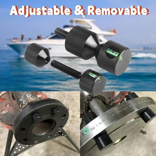 4 Pcs Flange Two Hole Pins 1-1/8” Two Hole Alignment Pins & 1-5/8” Detachable Flange Double Hole Pins Built-in Level 6061 Aluminum Black Black with Built-In Level