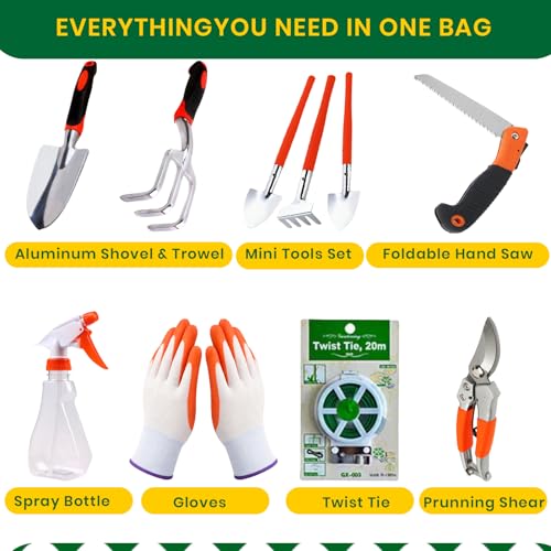 Heirloom Herb Seed Kit & 11-Piece Heavy-Duty Garden Tool Tote Set