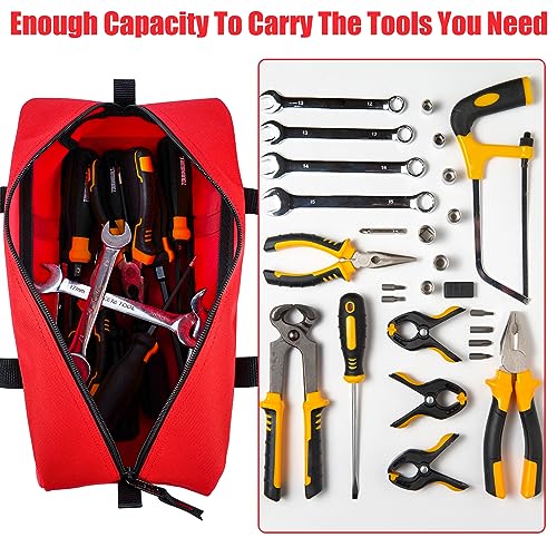 MELOTOUGH Utility Rudded Tool Bag Small Canvas Tool Bag with Zipper Combo Kit + Small Tool Pouch for Tool Belt,Electrician Tool Pouch,Tool Pouch Tool Holster with 13 Pockets