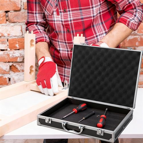 SEWACC Lockable Aluminum Alloy Tools Case Multifunctional Medicine Cosmetics Carrying Case Portable Storage Box for Travel Home Black