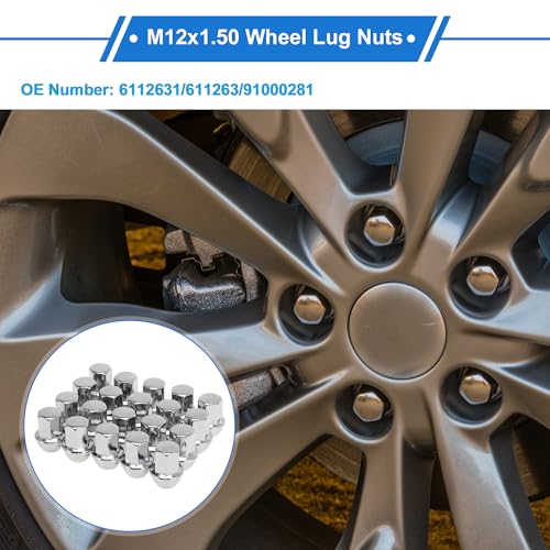 20 Pcs M12x1.50 Lug Nuts for Chevrolet Impala 2008-2009 Alloy Steel Wheel Lug Nuts No.6112631/611263/91000281 Silver Tone