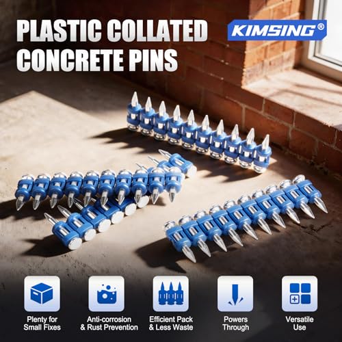 KIMSING 7/8 Inch Plastic Collated Concrete Pins, 1000PCS Box, 12 Gauge 1