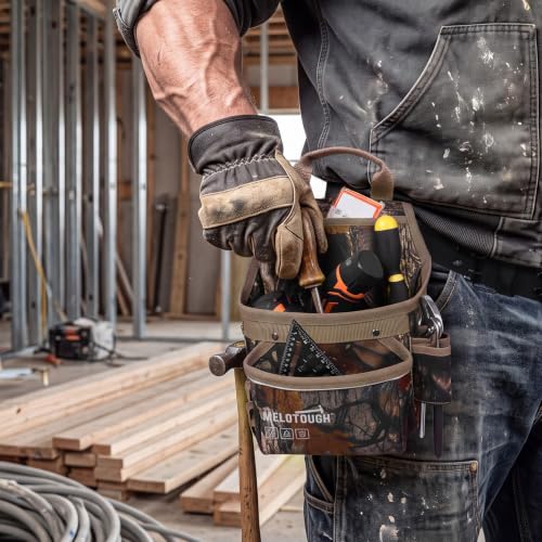 MELOTOUGH Tool Pouch with Belt Hammer Holder Small Nails Screws Pouch Tool Pouch with Hammer Loop