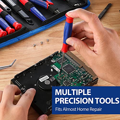 WORKPRO 33PCS Precision Repair Tool Kit, Screwdriver, Pliers Set with Pouch Blue