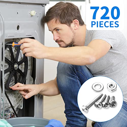 Besitu 720Pcs Machine Screw 10-24#8-32#6-32#4-40 Phillips Pan Head Assorted Nuts Bolts and 430Pcs Self Tapping Screws for Metal