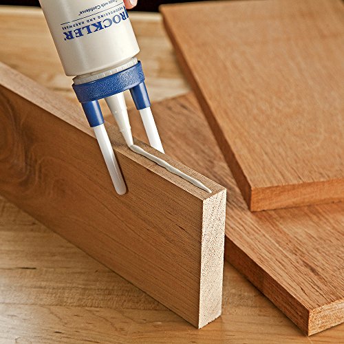 Rockler offers a wood glue applicator set with an 8oz bottle, glue spout, red cap, glue line centering attachment, and silicone brush for precise application. Their silicone glue mat (15"x30") is heat