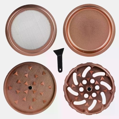 Medusafilters 4-Piece Premium Spike Grinder Set, Diameter 62 mm, Crusher Made of Anodised Aluminium, Shatterproof Mill for Herbs, Spices and Pollen (Rose Edition) Rosé Edition