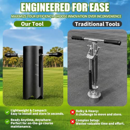 Portable Golf Hole Cutter with Detachable Handle - USGA Standard 4" & 6" Golf Cup Digger Kit with Detachable Handle for Backyard Putting Green, Lawn & Garden Practice