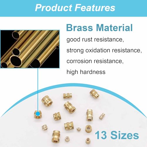 Threaded Inserts for Plastic, 150PCS Heat Set Inserts M2 M3 M4 M5 M6 + 30 Sets 1/4-20 x 3/4" Furniture Screws Wood Threaded Inserts