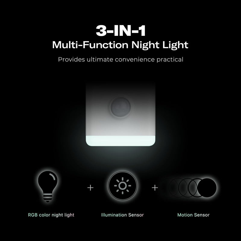 THIRDREALITY Multi-Function Night Light 2 Pack, Zigbee Repeater, 3-in-1 Combines a Motion Sensor, a Illumination Sensor and RGB Color Night Light, 1-100% Adjustable Brightness, Zigbee hub Required