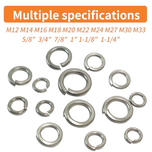 1-1/8" Spring Lock Washers (16pcs), 304 Stainless Steel (18-8), Split Lock Washer, Metric, SAE 1-1/8"