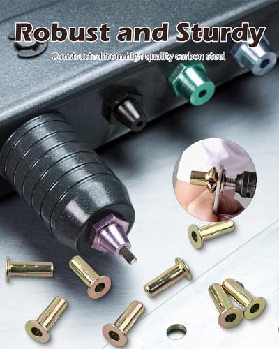 100 Pcs Multi Grip Rivet Nut Kit, 50 Pcs 1/4-20 Rivet Nuts Carbon Steel Pre-Bulbed Shank, 50 Pcs 5/16-18 Plus Nut Color Zinc Plated Flat Head Threaded Insert Nut