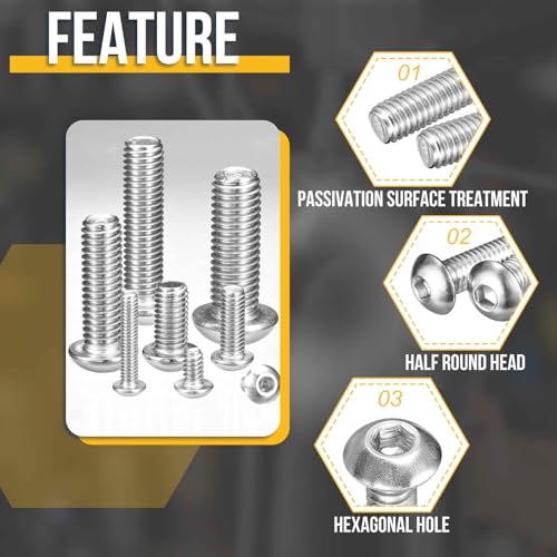 DTGN 135Pcs M8-1.25x16/20/25/30/40mm Button Head Socket Cap Screws 135