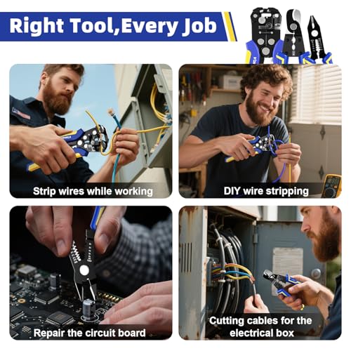 haisstronica 3PCS Automatic Wire Stripper Set, Flush and Cable Cutters Automatic Wire Strippers Set